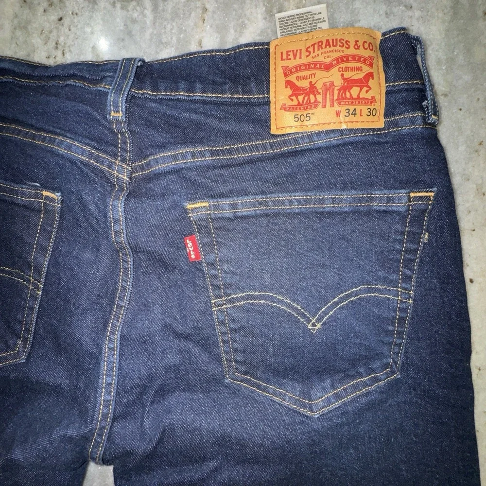 Levi's 505 34x30 Men's Jeans Dark Wash Denim Straight Leg 2019 Work Outdoor